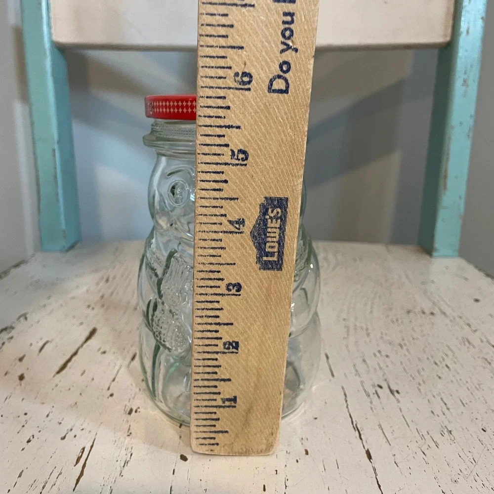 Vintage 1992 Kraft Strawberry Jam Snowman Glass Jar Red Lid 28oz Collectible